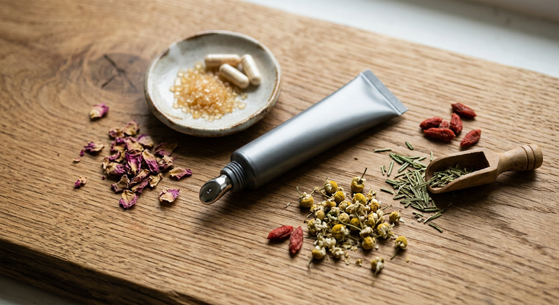 Collagen, caffeine, and antioxidants drive visible improvements.