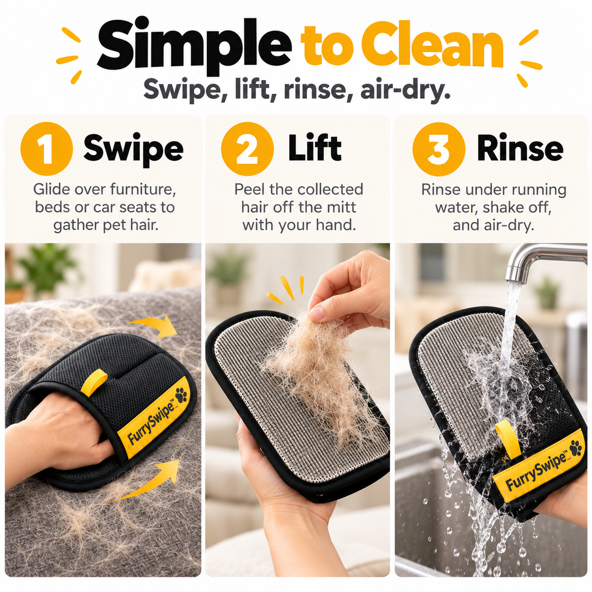 FurrySwipe - Pet Hair Remover Gloves