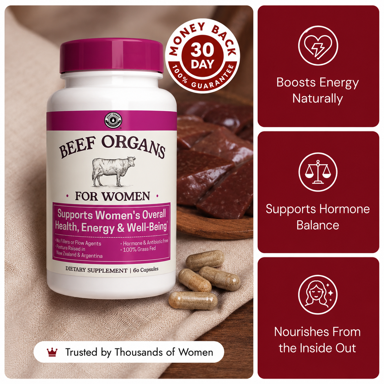 Beef Organ Supplement - 60 Capsules
