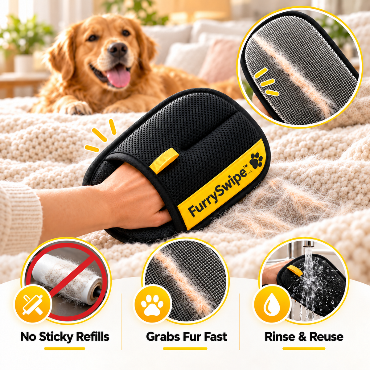 FurrySwipe - Pet Hair Remover Gloves