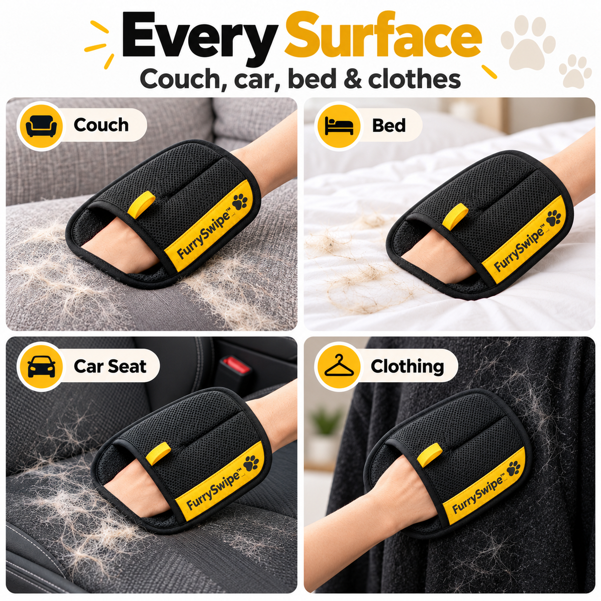 FurrySwipe - Pet Hair Remover Gloves